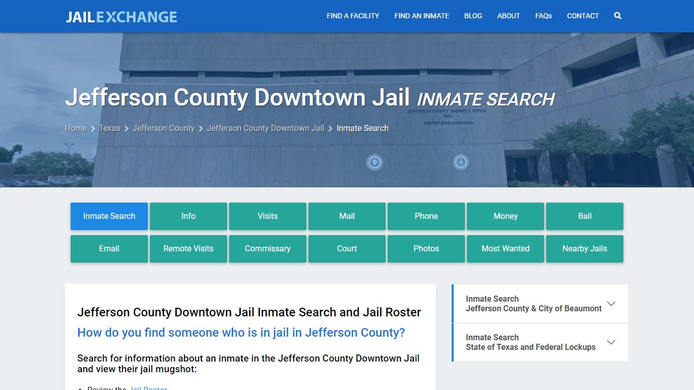 Inmate Search: Roster & Mugshots - Jefferson County Downtown Jail, TX